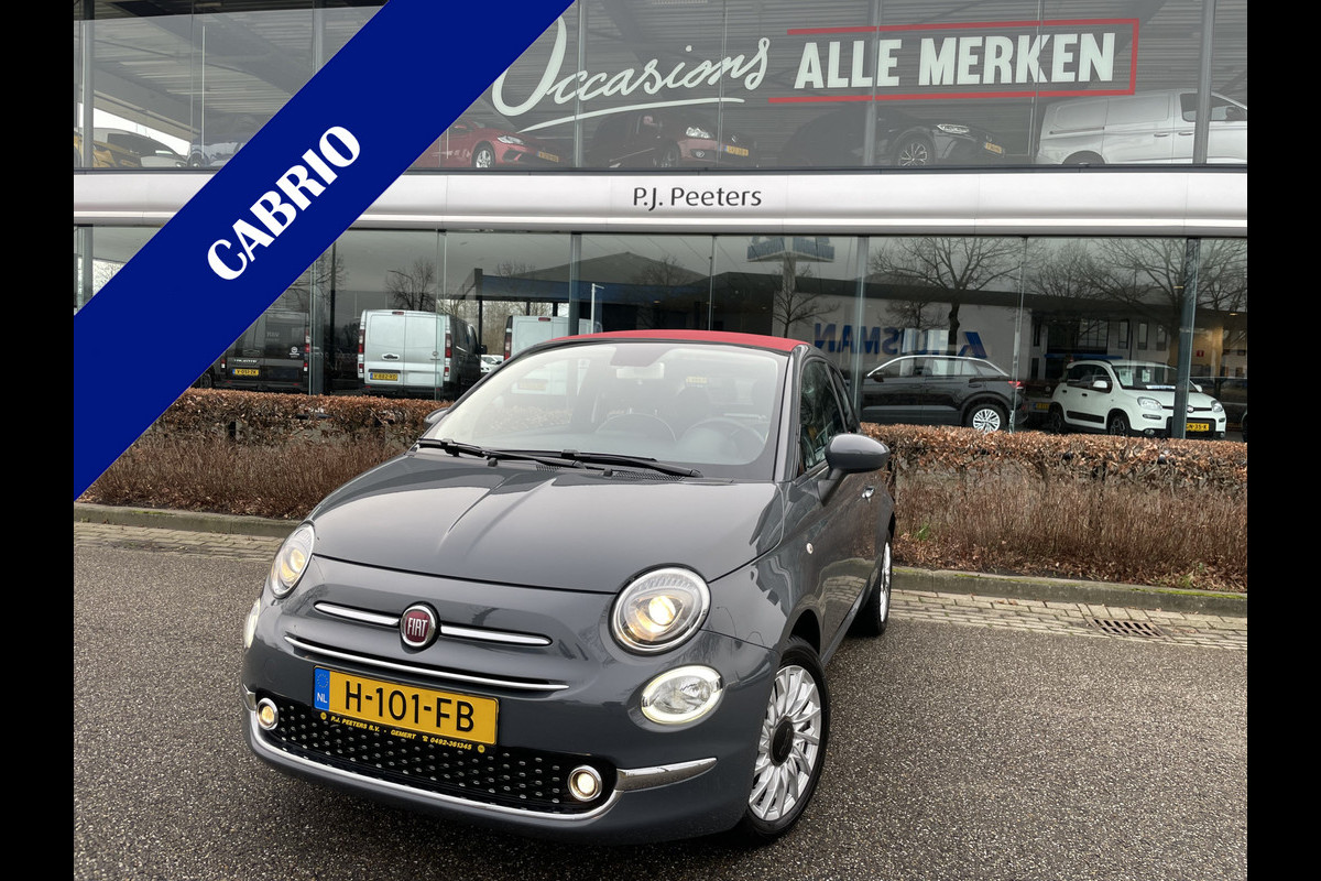 Fiat 500 Cabrio 0.9 TwinAir Turbo Lounge Airco - Cruise control - Navigatie full map - Multifunctioneel lederen stuurwiel - Mistlampen - E-bedienbare kap - 15"licht metalen velgen Pack vision met regensensor en park. sensoren achter