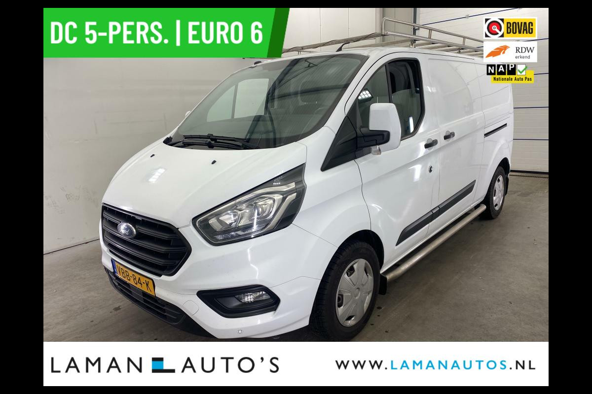 Ford Transit Custom 320 2.0 TDCI 130pk L2H1 DC 5-pers. Trend | Dubbele Cabine Euro 6 Lengte 2 CarPlay Airco Navi 2x Schuifdeur Cruise Trekhaak | Voo