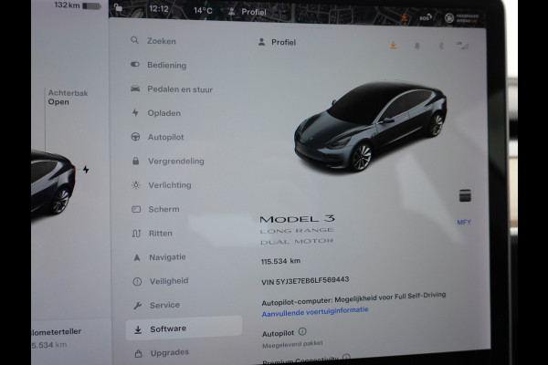 Tesla Model 3 Long Range 75kWh 463PK 19"lm Premium Audio 4wd  AutoPilot Panoramadak Camera's Leder Adaptive-CruiseControl-Stop&Go Pdc Ecc Dual Stoel en achterbank verwarming Keyless Electr.Stoelen+Memory+Easy-Entry WiFi Origineel Nederlandse auto Grootste accu, Tot 16,5kwh thuis laden.