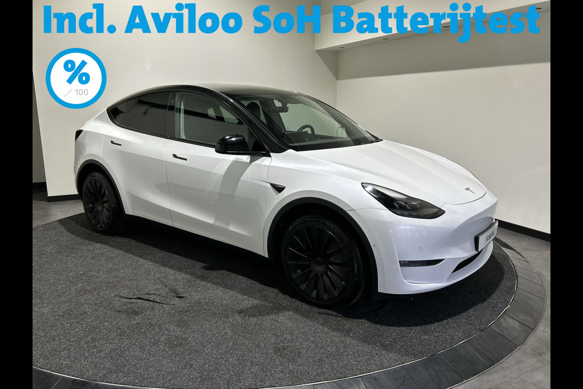 Tesla Model Y Long Range AWD 75 kWh | Autopilot | Stoelverwarming achter | Panoramadak | Black and White Soh (batterijtest ) 96,75 % score