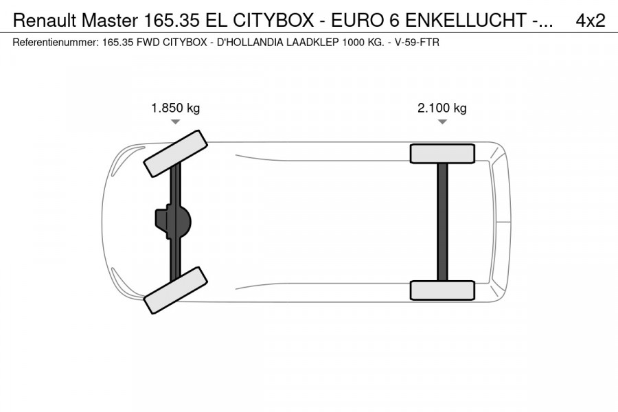 Renault Master 165.35 EL CITYBOX - EURO 6 ENKELLUCHT - V-59-FTR - BPM VRIJ!