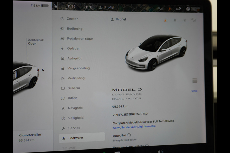 Tesla Model 3 Long Range 75kWh 463PK Trekhaak Ivory-Int. FSD Full Self Driving Computer-3 Premium Audio 4wd Leer AutoPilot Panoramadak Camera' Stoel en achterbank verwarming Keyless Electr.Stoelen+Memory+Easy-Entry WiFi Origineel Nederlandse auto Grootste accu, Tot 16,5kwh thuis laden. Afneembare Trekhaak 1.000kg trekvermogen