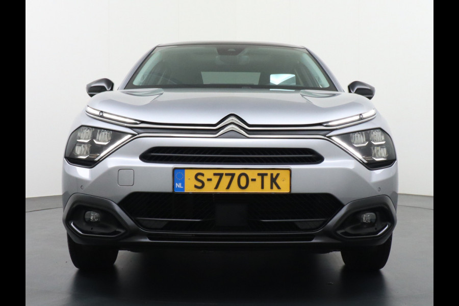 Citroën Ë-C4 X 50kWh Leder Panodak Warmtepomp Camera Stuurverwarming Voorruitverwarming Apple Carplay Android Auto Full-Led Keyless Navi Pdc Visio Park 1 Pack HiFi-audio Lmv 18" Dab Geluidsisolerend glas Shine Fase 3 laden, 1e Eigenaar, Zeer compleet!