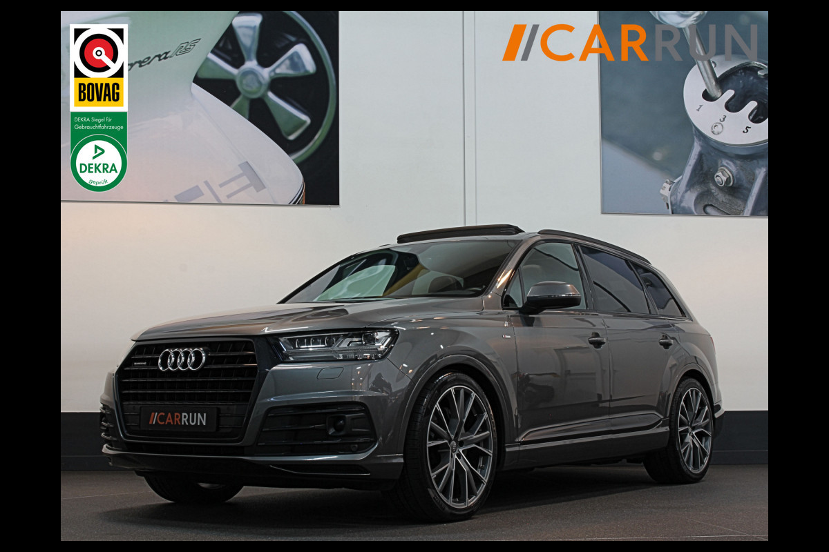 Audi Q7 3.0 TDI 272PK Quattro S-Line | Panorama | ACC | Luchtvering | BOSE | Keyless-Entry | Head-Up | Nachtzicht | 22'' | Dealer Onderhouden | Sfeerverlichting | 4-Zone Clima | Virtual-Cockpit | Standkachel | Autom. Parkeren | Dodehoek | Lane Assist | A-Camera | DAB | Draadloos Laden |