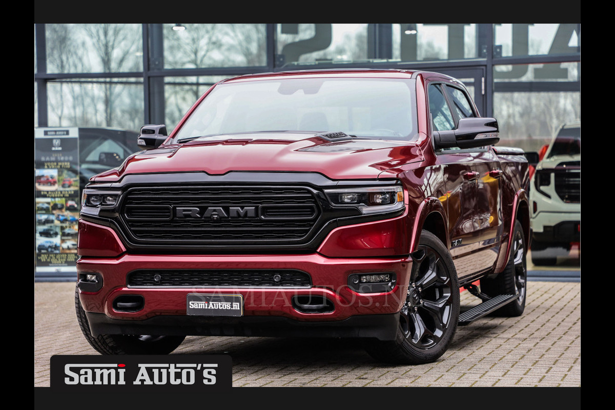 Dodge Ram 1500 5.7 V8 LIMITED | LUCHTVERING | DIGI CLUSTER | HUD | DIGI BINNENSPIEGEL | MULTI TAILGATE | NIGHT SPORT | LPG | NIGHT SPORT | KOELING/ VERWARMING | DELMONICO RED | Zeer mooie RAM limited met alle opties die er te verkrijgen zijn op de limited | Dubbele cabine | 5 Persoons | DC | Z.G.A.N |