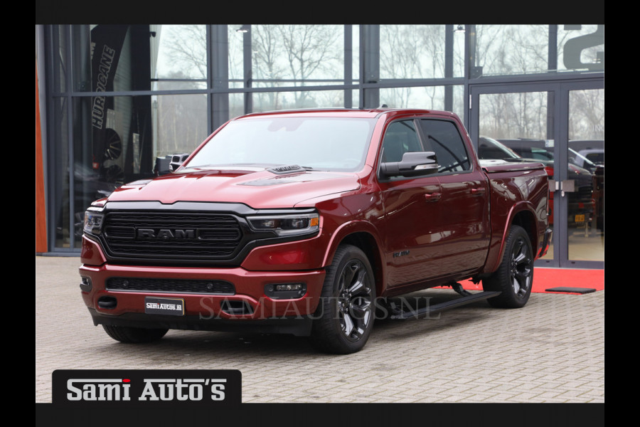 Dodge Ram 1500 5.7 V8 LIMITED | LUCHTVERING | DIGI CLUSTER | HUD | DIGI BINNENSPIEGEL | MULTI TAILGATE | NIGHT SPORT | LPG | NIGHT SPORT | KOELING/ VERWARMING | DELMONICO RED | Zeer mooie RAM limited met alle opties die er te verkrijgen zijn op de limited | Dubbele cabine | 5 Persoons | DC | Z.G.A.N |