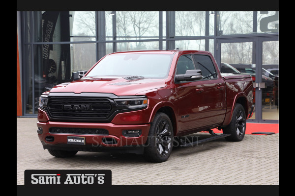 Dodge Ram 1500 5.7 V8 LIMITED | LUCHTVERING | DIGI CLUSTER | HUD | DIGI BINNENSPIEGEL | MULTI TAILGATE | NIGHT SPORT | LPG | NIGHT SPORT | KOELING/ VERWARMING | DELMONICO RED | Zeer mooie RAM limited met alle opties die er te verkrijgen zijn op de limited | Dubbele cabine | 5 Persoons | DC | Z.G.A.N |