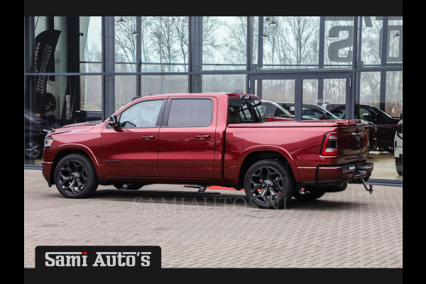 Dodge Ram 1500 5.7 V8 LIMITED | LUCHTVERING | DIGI CLUSTER | HUD | DIGI BINNENSPIEGEL | MULTI TAILGATE | NIGHT SPORT | LPG | NIGHT SPORT | KOELING/ VERWARMING | DELMONICO RED | Zeer mooie RAM limited met alle opties die er te verkrijgen zijn op de limited | Dubbele cabine | 5 Persoons | DC | Z.G.A.N |