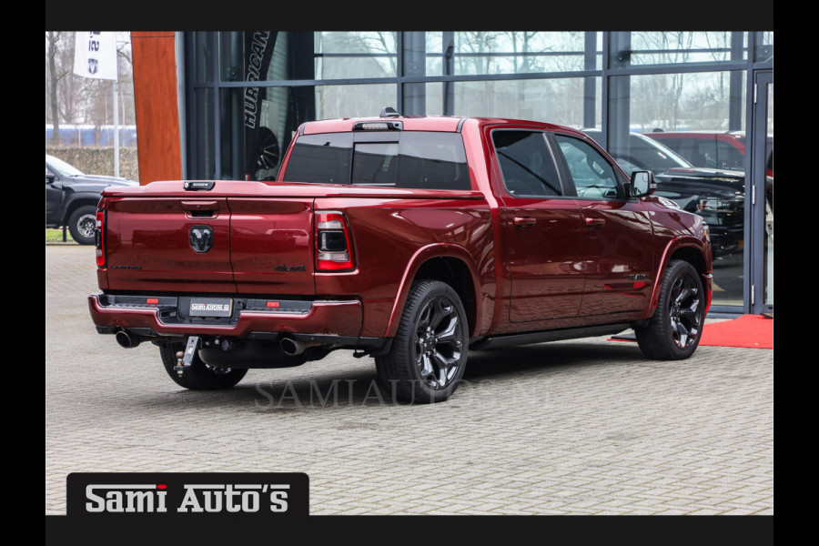 Dodge Ram 1500 5.7 V8 LIMITED | LUCHTVERING | DIGI CLUSTER | HUD | DIGI BINNENSPIEGEL | MULTI TAILGATE | NIGHT SPORT | LPG | NIGHT SPORT | KOELING/ VERWARMING | DELMONICO RED | Zeer mooie RAM limited met alle opties die er te verkrijgen zijn op de limited | Dubbele cabine | 5 Persoons | DC | Z.G.A.N |