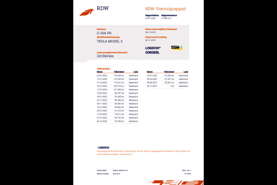 Tesla Model 3 Long Range AWD 75 kWh 88% SOH Trekhaak (1.000kg)