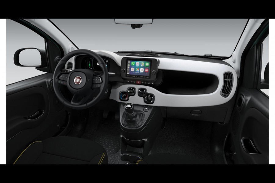 Fiat Panda Hybrid Pandina | Airco | Cruise | Priv Glass | Dakrails | 15" | PDC | Apple Carply | Forest Green