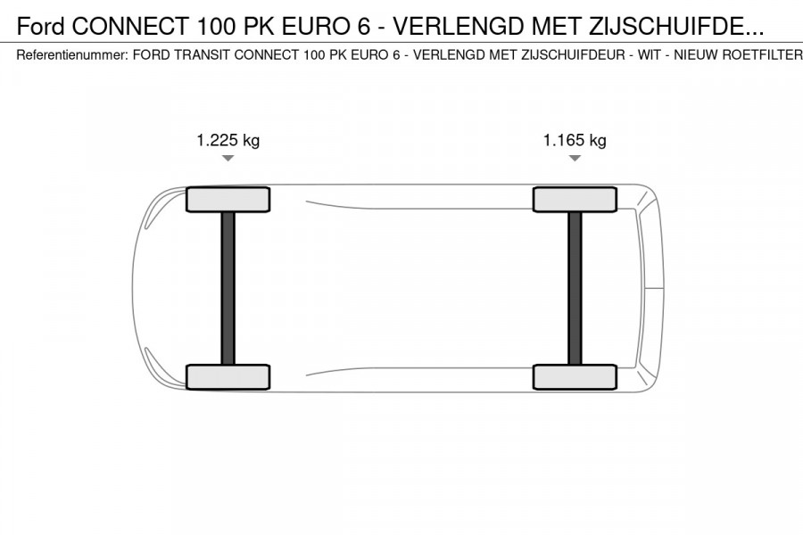 Ford Connect 100 PK EURO 6 - VERLENGD MET ZIJSCHUIFDEUR - WIT - NIEUW ROETFILTER - VFN-74-N