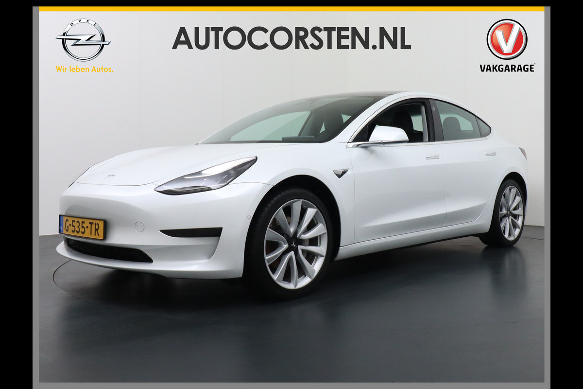 Tesla Model 3 SR+60kWh 326PK AutoPilot FSD-v.b Leer PanoDak Adaptive cruise Premium-Luidsprekers Telefoon-Sleutel 18" Camera's Elektr.-Stuur+S Ecc Navigatiesysteem full map LED-a+v Comfortstoel(en) ACC Dual-ECC DAB Voorverwarmen interieur via App Keyless via Telefoonsleutel One-Pedal-Drive Orig. nlse auto