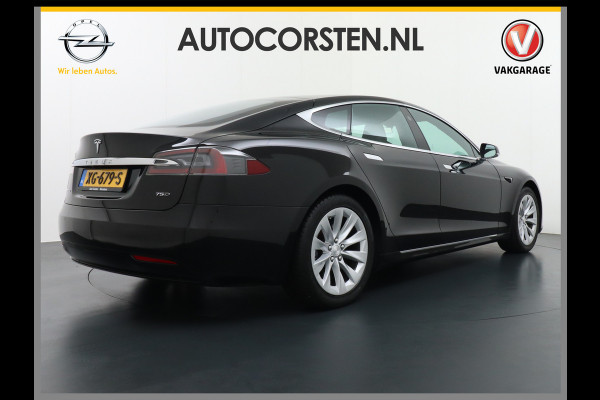 Tesla Model S 75D 476pk AWD Luchtvering Performance Enhanced AutoPilot Navi Panorama-Dak Camera Adaptive-Led Premium Conncetivity Elektr.-1/2- 19"LM 4WD Schuifkanteldak Wi-Fi.Vb. App AEB ASR Rijstrookhulp Bordherkenning ACC ESP DodehoekDetector  Mistlampen Verwarmde-Sproeiers Performance Pakket (panoramadak autopilot) 92.000 nieuw