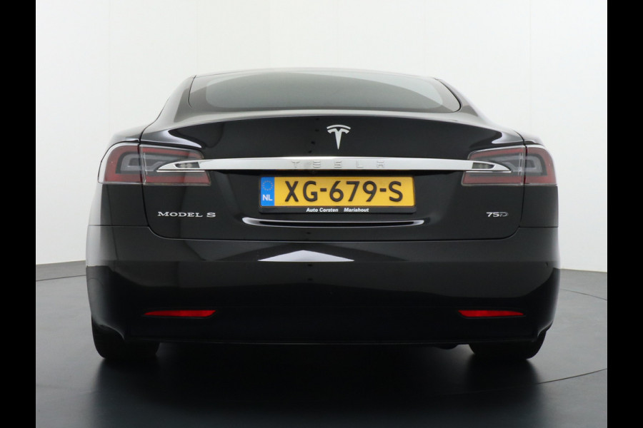 Tesla Model S 75D 476pk AWD Luchtvering Performance Enhanced AutoPilot Navi Panorama-Dak Camera Adaptive-Led Premium Conncetivity Elektr.-1/2- 19"LM 4WD Schuifkanteldak Wi-Fi.Vb. App AEB ASR Rijstrookhulp Bordherkenning ACC ESP DodehoekDetector  Mistlampen Verwarmde-Sproeiers Performance Pakket (panoramadak autopilot) 92.000 nieuw