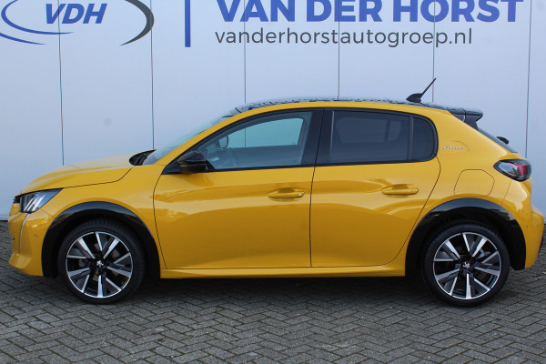 Peugeot 208 1.2-100pk PureTech GT-Line. Geweldig mooie, sportieve, luxe en goed onderhouden Peugeot 208 ! Panodak, adaptive cruise cntrl, keyless entry/start, 3-D dashboard, volautm. airco dual, LED verlichting, camera, dode hoek detectie, metallic lak, LM wielen etc.