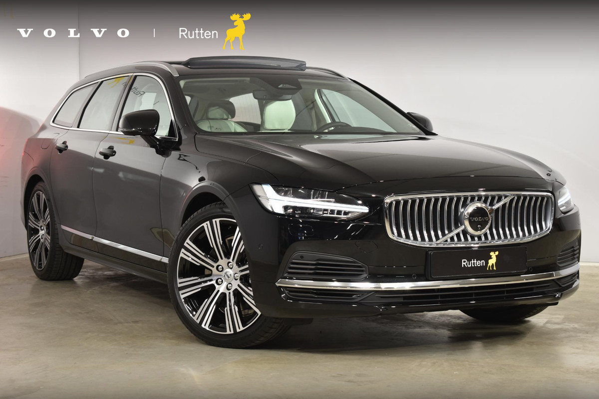 Volvo V90 T6 350PK Longe Range AWD Ultimate Bright / Luchtvering / Nappa Leder met Ventilatie / 20'' velgen / 360 camera / Head-up Display