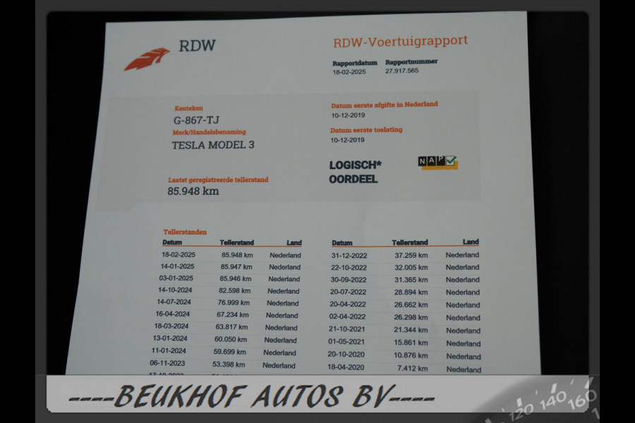 Tesla Model 3 Standard RWD Plus 60 kWh Panorama Leer Camera