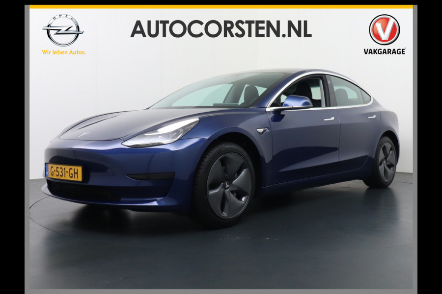 Tesla Model 3 SR+60kWh 325PK FSD-Voorbereid AutoPilot Lmv 18" Leder Pano.Dak Adaptive-Cruise Camera's Elektr.-Stuur+Stoelen+Spiegels+Geheugen+ Ecc Navigatiesysteem full map LED-a+v Comfortstoelen ACC DAB Voorverwarmen interieur via App Keyless via Telefoonsleutel One-Pedal-Drive Orig. nlse auto tot 11kw laden thuis ! Garantie Accu tot 23-09-2027/Max 160.000km 1.584kg licht!