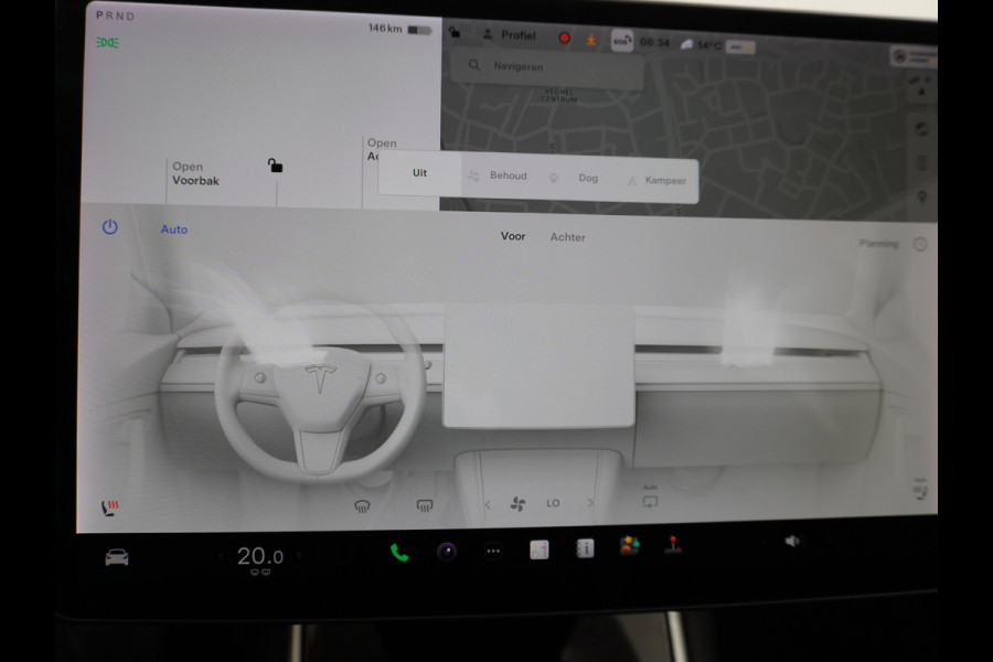 Tesla Model 3 SR+60kWh 325PK FSD-Voorbereid AutoPilot Lmv 18" Leder Pano.Dak Adaptive-Cruise Camera's Elektr.-Stuur+Stoelen+Spiegels+Geheugen+ Ecc Navigatiesysteem full map LED-a+v Comfortstoelen ACC DAB Voorverwarmen interieur via App Keyless via Telefoonsleutel One-Pedal-Drive Orig. nlse auto tot 11kw laden thuis ! Garantie Accu tot 23-09-2027/Max 160.000km 1.584kg licht!