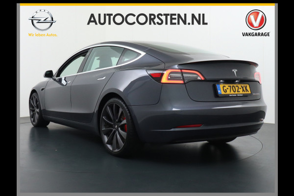 Tesla Model 3 Performance 513pk  0-100kmh in 3,4 sec! Lmv 20" FSD-3 computer AutoPilot Carbon-Spoiler Premium-HiFi Pano.dak Camera Leer Adapti Navi full map LED-a+v Comfortstoelen ACC DAB Voorverwarmen interieur via App Keyless via Telefoonsleutel One-Pedal-Drive 4WD Rode Remklauwen Carbon-Spoiler Premium Audio Veel grip door 4WD vierwielaandrijving.  Origineel Nederlandse auto! Nieuwprijs €65.680 Accu garantie tot 27-12-2027