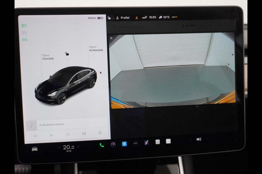 Tesla Model 3 SR+60kWh 325PK 18" AutoPilot 2.5 Leder PanoDak Adaptive Cruise Camera's Elektr.-Stuur+Stoelen+Spiegels+Geheugen+Easy-Entry+Verwa Ecc Navigatiesysteem LED-a+v Comfortstoelen ACC DAB Voorverwarmen interieur via App Keyless via Telefoonsleutel One-Pedal-Drive Orig. nlse auto tot 11kw laden thuis ! Garantie Accu en motor tot  05-11-2027 max 160.000km