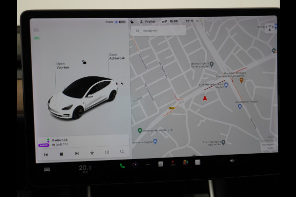 Tesla Model 3 SR+ 60kWh 325PK 18" AutoPilot Leder PanoDak Adaptive cruise Camera's Elektr.-Stuur+Stoelen+Spiegels+Geheugen+Easy-Entry+Verwarmd Navigatiesysteem full map LED-a+v Comfortstoelen ACC Dual-ECC DAB Voorverwarmen interieur via App Keyless via Telefoonsleutel One-Pedal-Drive Origineel Nederlandse auto Fase 3 laden! Garantie Accu tot 16-12-2027/Max 160.000km 1.584kg licht!