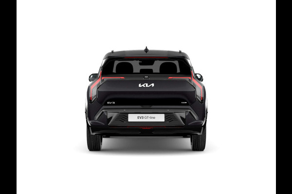 Kia EV3 GT-Line 81.4 kWh | Levering April | 600km Rijbereik | Navi | 19" | Adapt. Cruise | Clima | Schuif/Kanteldak | Stoel&Stuurverw. | Priv Glass | BSM | Harman Kardon | LED | Private Lease € 614,- Actie !