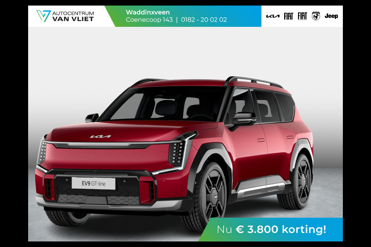 Kia EV9 GT-Line AWD 99.8 kWh | Levering Maart | Clima | Navi | 7-Pers. | Adapt. Cruise | 21" | Head-Up | Stoel-/Stuurverwarming | Premium Audio | Schuif-/kanteldak