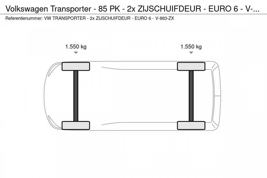 Volkswagen Transporter - 85 PK - 2x ZIJSCHUIFDEUR - EURO 6 - V-883-ZX