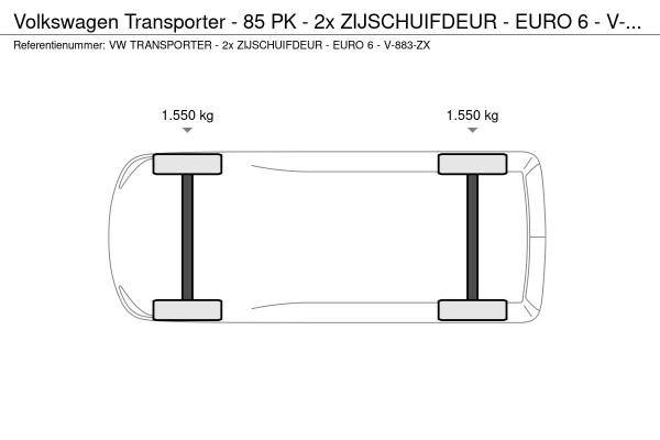 Volkswagen Transporter - 85 PK - 2x ZIJSCHUIFDEUR - EURO 6 - V-883-ZX