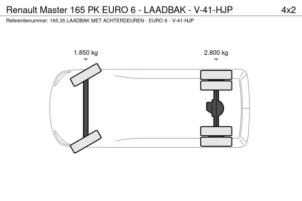 Renault Master 165 PK EURO 6 - LAADBAK - V-41-HJP