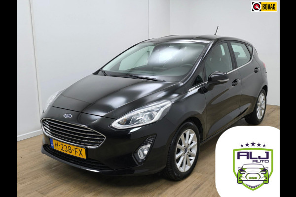 Ford Fiesta Occasion 1.0 EcoBoost Titanium (luxe uitvoering) met carplay en cruisecontrol | Tweedehands Ford Fiesta zwart | BTW