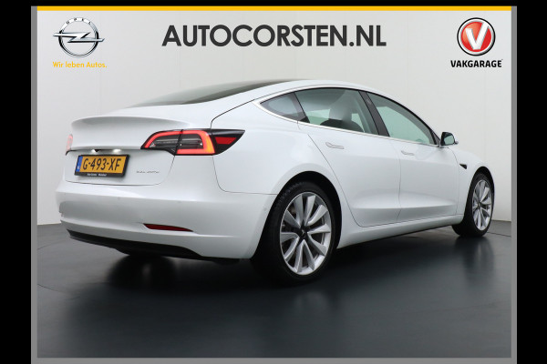 Tesla Model 3 Long Range 75kWh AWD 463PK Lmv 19" Full-Self-Driving-Computer 3 Telefoon-Sleutel Premium Audio 4wd AutoPilot Panoramadak Camera' Stoel en achterbank verwarming Keyless Electr.Stoelen+Memory+Easy-Entry WiFi Origineel Nederlandse auto Grootste accu, 3-Fase laden. Accu garantie tot 20-12-2028 / 192.000km