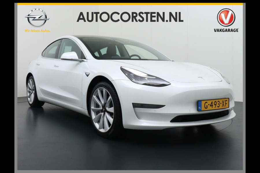 Tesla Model 3 Long Range 75kWh AWD 463PK Lmv 19" Full-Self-Driving-Computer 3 Telefoon-Sleutel Premium Audio 4wd AutoPilot Panoramadak Camera' Stoel en achterbank verwarming Keyless Electr.Stoelen+Memory+Easy-Entry WiFi Origineel Nederlandse auto Grootste accu, 3-Fase laden. Accu garantie tot 20-12-2028 / 192.000km