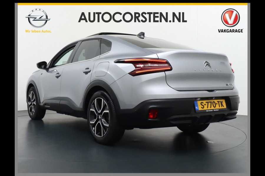 Citroën Ë-C4 X 50kWh Leder Panodak Warmtepomp Camera Stuurverwarming Voorruitverwarming Apple Carplay Android Auto Full-Led Keyless Navi Pdc Visio Park 1 Pack HiFi-audio Lmv 18" Dab Geluidsisolerend glas Shine Fase 3 laden, 1e Eigenaar, Zeer compleet!