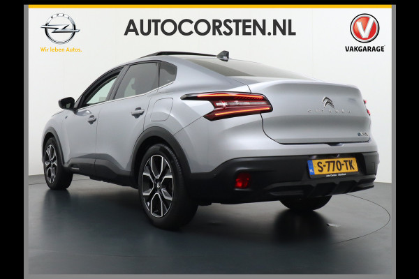 Citroën Ë-C4 50kWh Leder Panodak Warmtepomp Camera Stuurverwarming Voorruitverwarming Apple Carplay Android Auto Full-Led Keyless Navi Pdc Visio Park 1 Pack HiFi-audio Lmv 18" Dab Geluidsisolerend glas Shine Fase 3 laden, 1e Eigenaar, Zeer compleet!