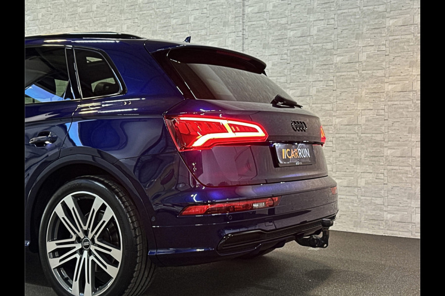 Audi Q5 2.0 TFSI Quattro S-Line | Luchtvering | 360 View | Panorama | ACC | RS-Leder | Head-Up | B&O Sound | Keyless-Entry | Trekhaak | Sfeerverlichting | Stoelverwarming V+A | Elek-Stoelen | Autom. Parkeren | Virtual-Cockpit | Draadloos Laden |