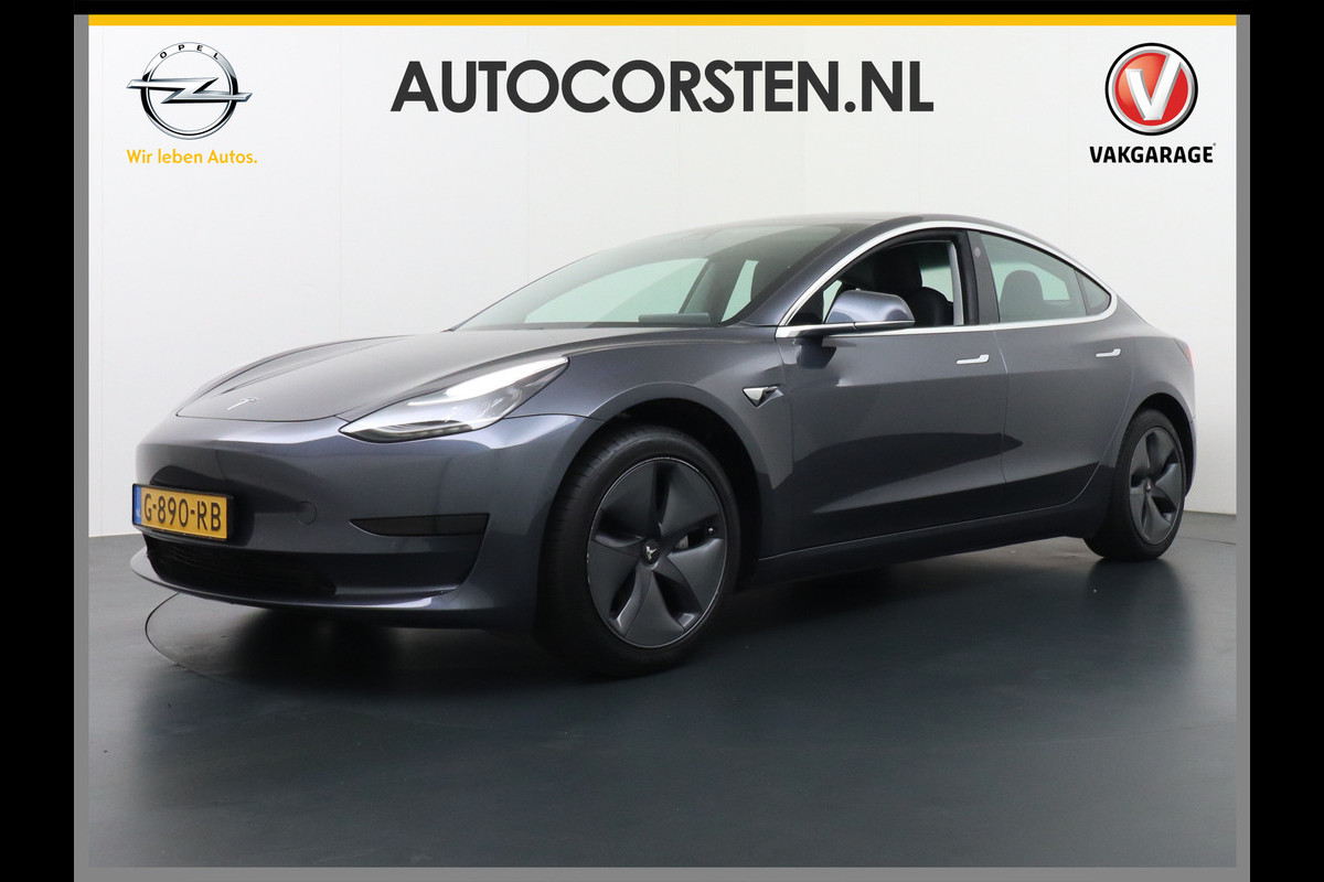 Tesla Model 3 SR+60kWh 325PK 18" AutoPilot FSD-computer 3 Premium Luidsprekers  Leer PanoDak Adaptive cruise Camera's Elektr.-Stuur+Stoelen+Sp Ecc Navigatiesysteem full map LED-a+v Comfortstoelen ACC Dual-ECC DAB Voorverwarmen interieur via App Keyless via Telefoonsleutel One-Pedal-Drive Orig. nlse auto tot 11kw laden thuis! Garantie Accu tot  05-11-2027 max 160.000km 1.584kg licht!