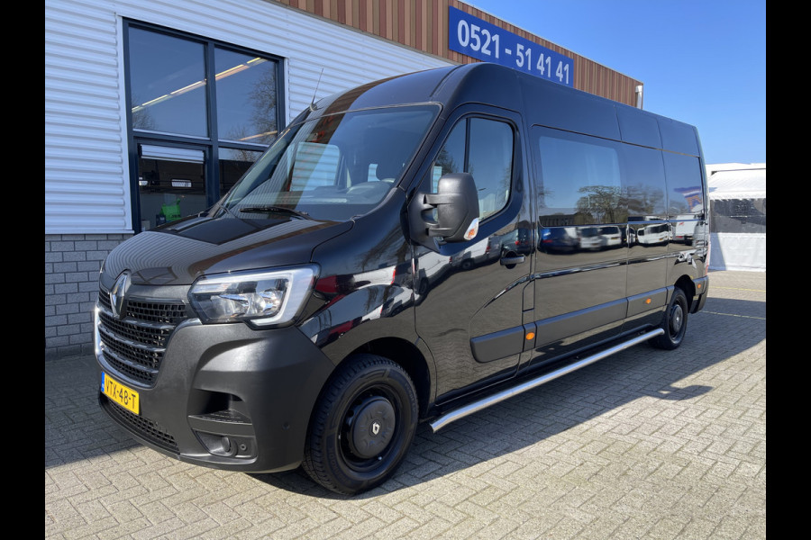 Renault Master T35 2.3 dCi 180pk autoaat L3H2 DC 6 persoons Energy Comfort / vaste prijs rijklaar € 28.950 ex btw / lease vanaf € 518 / pdc rondom / trekhaak 2500 kg / sidebars / airco / cruise / navi !