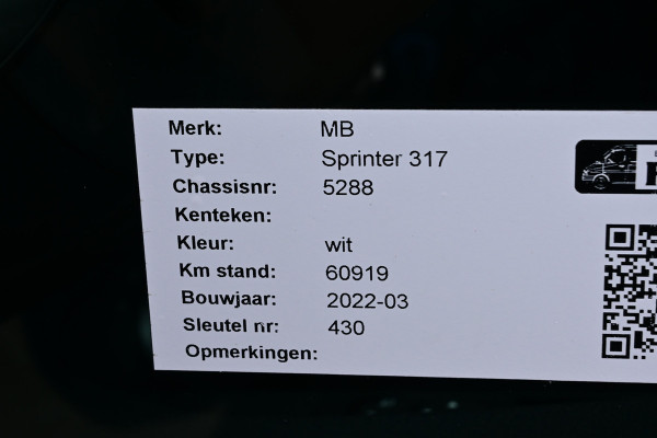 Mercedes-Benz Sprinter 317 CDI L2H2 MBUX met 360 Graden camera, Geveerde stoel