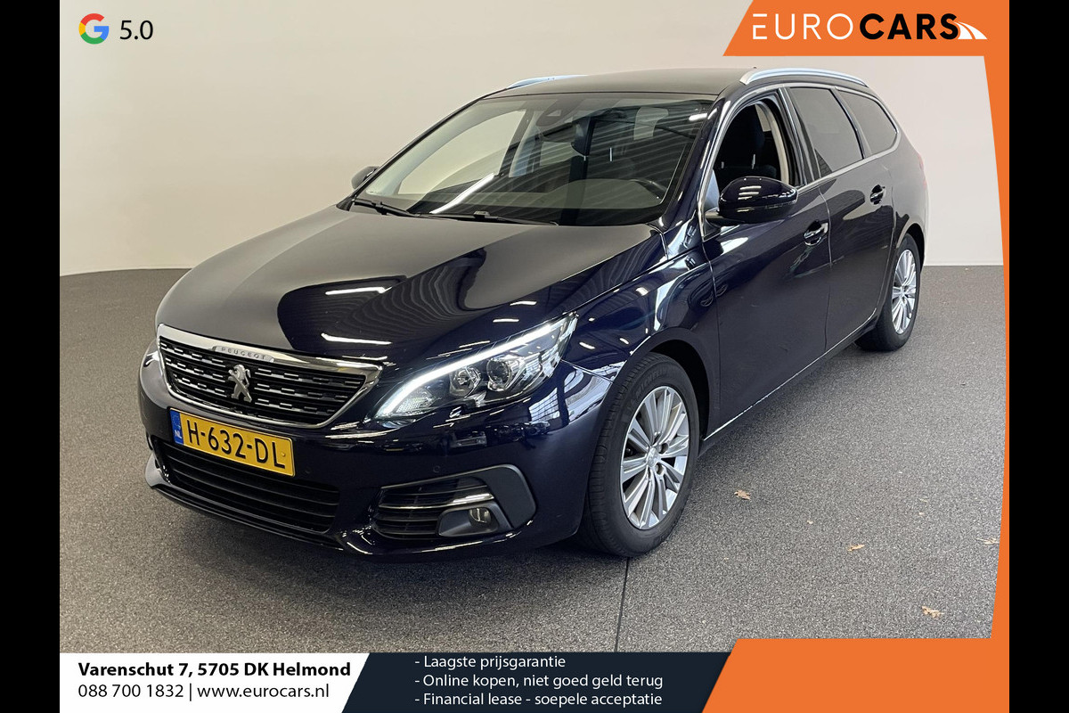 Peugeot 308 SW 1.2 PureTech 130 pk Aut. Blue Lease Premium Airco|ECC Navi PDC VA + Camera Full LED Panoramadak Trekhaak Comfortstoel+Massage Distributieriem vervangen bij 93891 km!