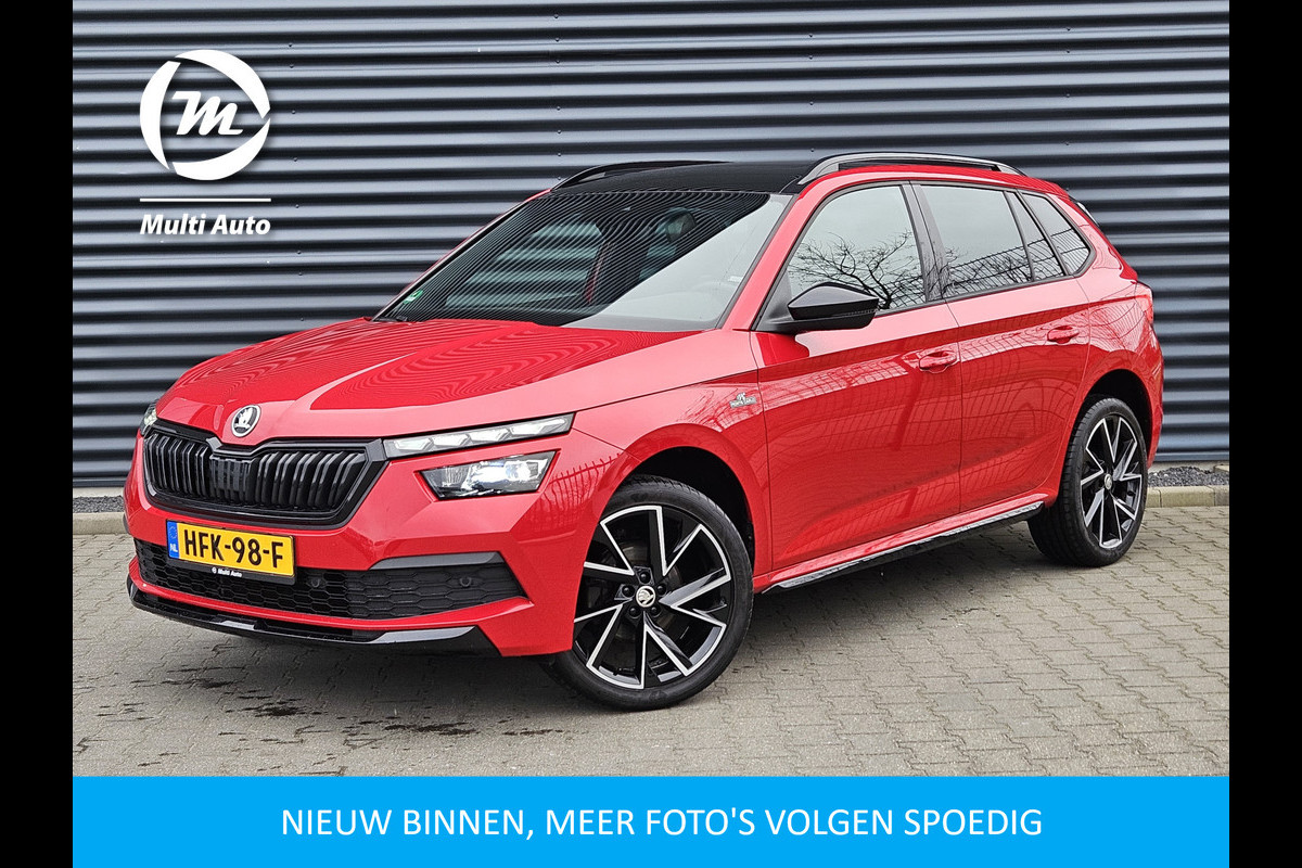 Škoda Kamiq 1.0 TSI Monte Carlo DSG Rood Metallic | Panodak | Camera | RS Sportstoelen Verwarmd | 18"L.M |  LED | Carplay | El. Achterklep |DAB | Cruise Control |