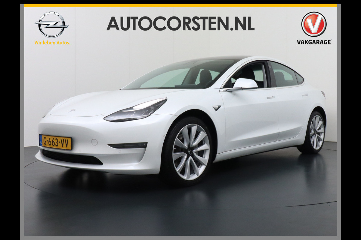 Tesla Model 3 Long Range 75kWh 463PK 19" FSD-Full Self Driving Computer-3 Premium Audio 4wd AutoPilot Panoramadak Camera's Leer Adaptive-Cruis Stoel en achterbank verwarming Electr.Stoelen+Memory+Easy-Entry WiFi Orig. NLse auto Grootste accu Tot 16,5kwh thuis laden. Accu-Garantie tot 18-12-2027 max 192.000km