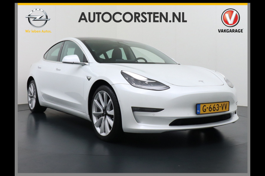 Tesla Model 3 Long Range 75kWh 463PK 19" FSD-Full Self Driving Computer-3 Premium Audio 4wd AutoPilot Panoramadak Camera's Leer Adaptive-Cruis Stoel en achterbank verwarming Electr.Stoelen+Memory+Easy-Entry WiFi Orig. NLse auto Grootste accu Tot 16,5kwh thuis laden. Accu-Garantie tot 18-12-2027 max 192.000km