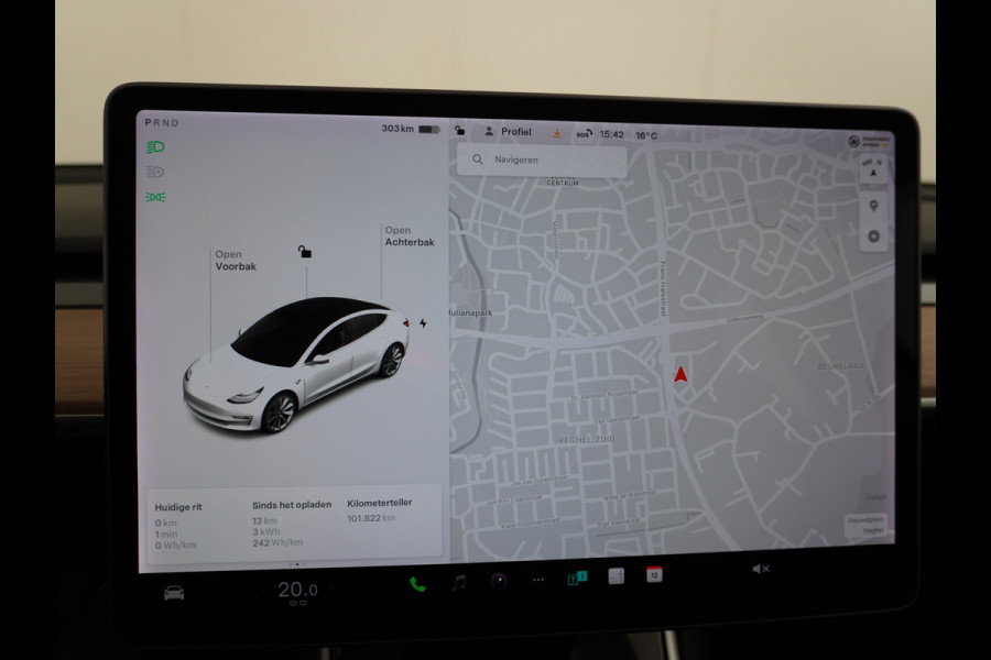 Tesla Model 3 Long Range 75kWh 463PK 19" FSD-Full Self Driving Computer-3 Premium Audio 4wd AutoPilot Panoramadak Camera's Leer Adaptive-Cruis Stoel en achterbank verwarming Electr.Stoelen+Memory+Easy-Entry WiFi Orig. NLse auto Grootste accu Tot 16,5kwh thuis laden. Accu-Garantie tot 18-12-2027 max 192.000km