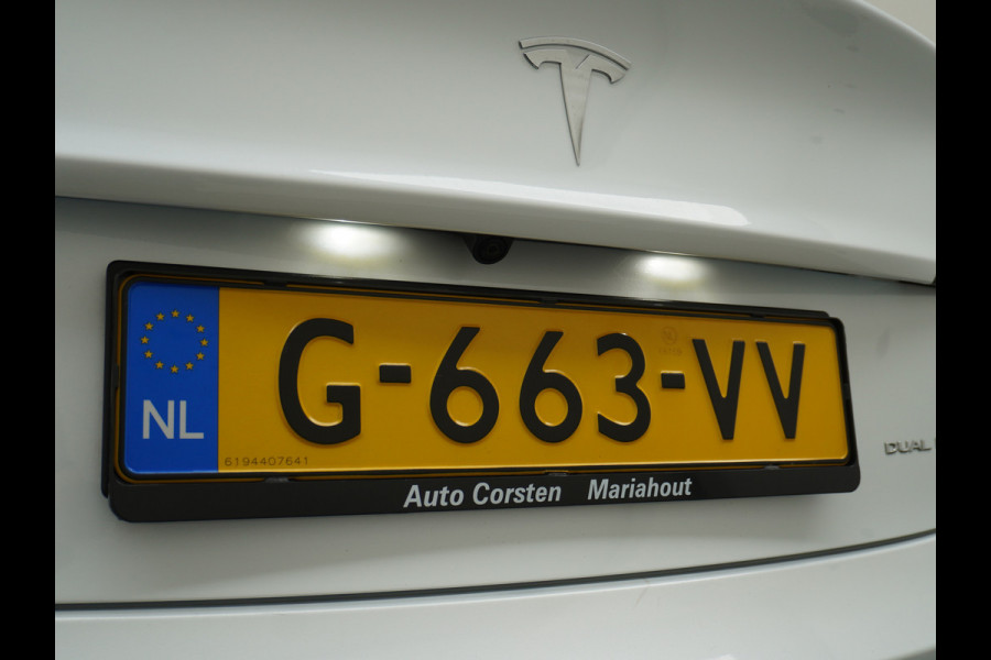 Tesla Model 3 Long Range 75kWh 463PK 19" FSD-Full Self Driving Computer-3 Premium Audio 4wd AutoPilot Panoramadak Camera's Leer Adaptive-Cruis Stoel en achterbank verwarming Electr.Stoelen+Memory+Easy-Entry WiFi Orig. NLse auto Grootste accu Tot 16,5kwh thuis laden. Accu-Garantie tot 18-12-2027 max 192.000km