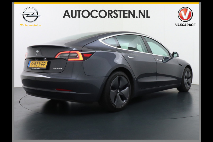 Tesla Model 3 Long Range 75kWh 463PK Trekhaak 18" FSD-Full Self Driving Computer-3 Premium Audio 4wd AutoPilot Panoramadak Camera's Leer Adapt Stoel en achterbank verwarming Electr.Stoelen+Memory+Easy-Entry WiFi Orig. NLse auto Grootste accu Tot 16,5kwh thuis laden. Accu-Garantie tot 20-12-2027 max 192.000km