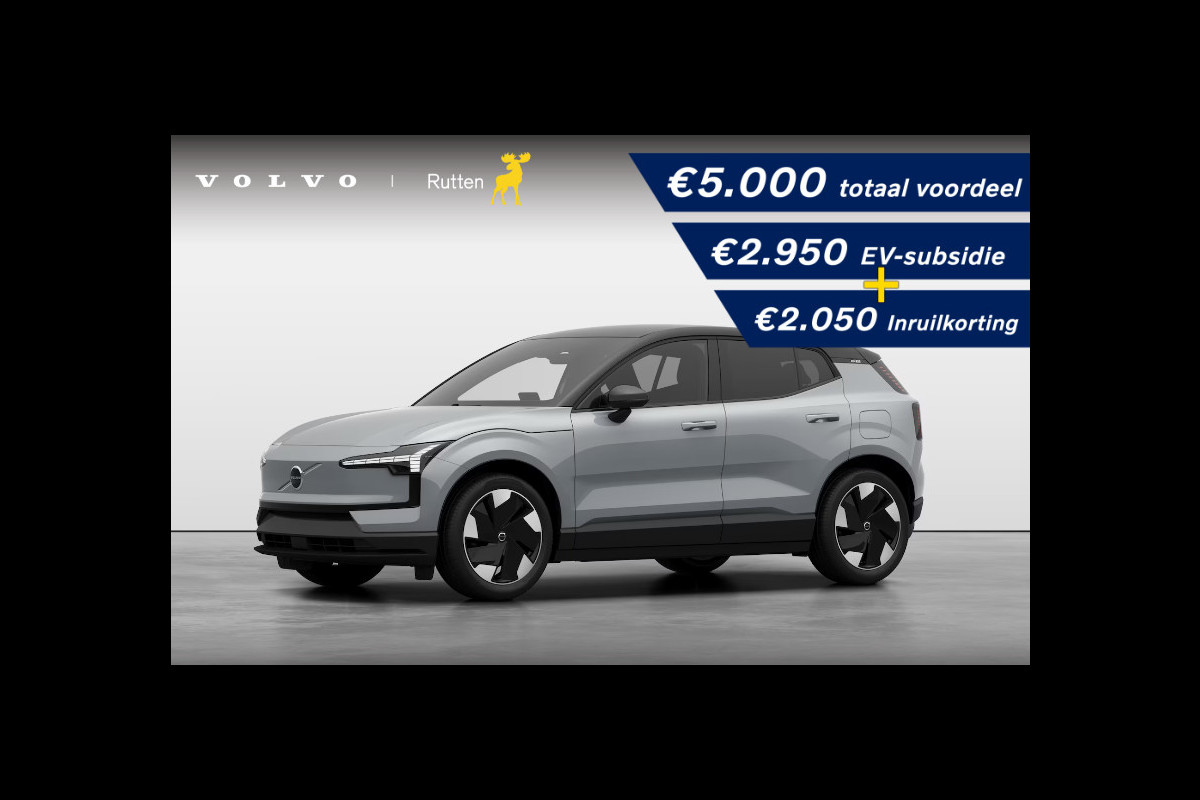 Volvo EX30 Single Motor Extended Range Plus 2950,- EV Subsidie / modeljaar 2024 / Adaptieve cruise control / BLIS / Elektrische achterklep / Stoel en stuurwielverwarming / Parkeersensoren met camera / Getint glas / Pilot assist /