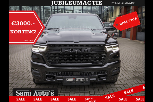 Dodge Ram 1500 LIMITED DE MEEST LUXUEUZE PICK UP HIGH OUTPUT H.O 540PK 706 Nm 2025 | XB9 | MASSAGE | BOM VOL | CREW CAB | DUBBELE CABINE | GRIJSKENTEKEN | VOORRAAD NR 2300 - 7689